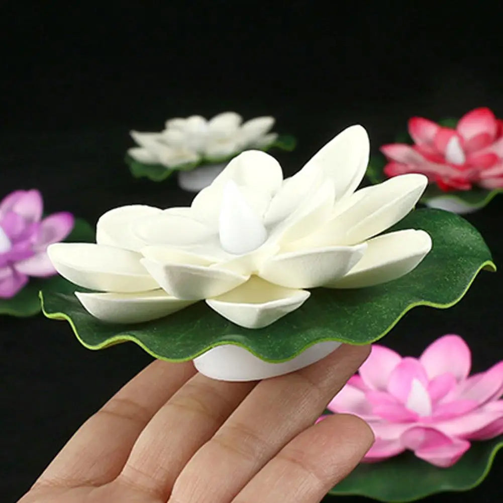 bougies flottantes fleur lotus blanc rose orange violet décoration intérieure artificielle lumière paysagère