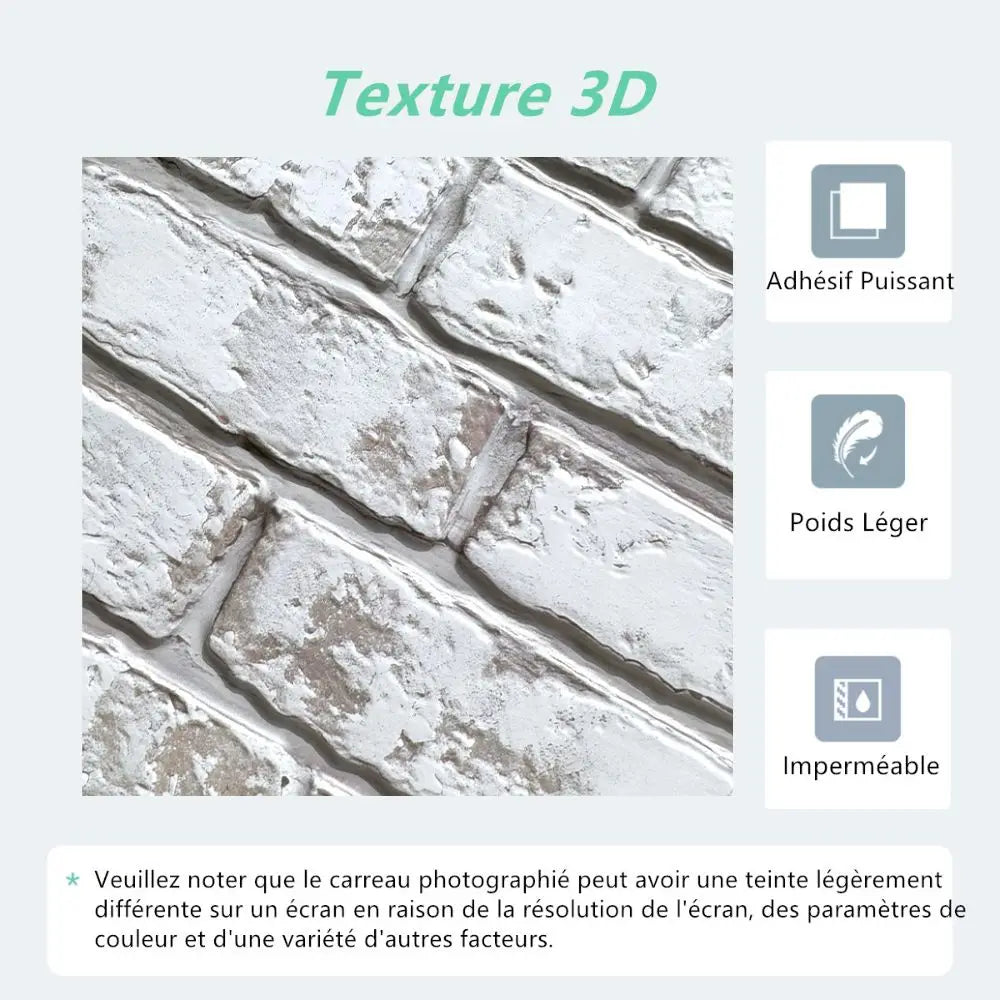 panneaux muraux decoratifs 3d imitant briques blanc gris modernes impermeables 10 pieces pvc adhhesifs