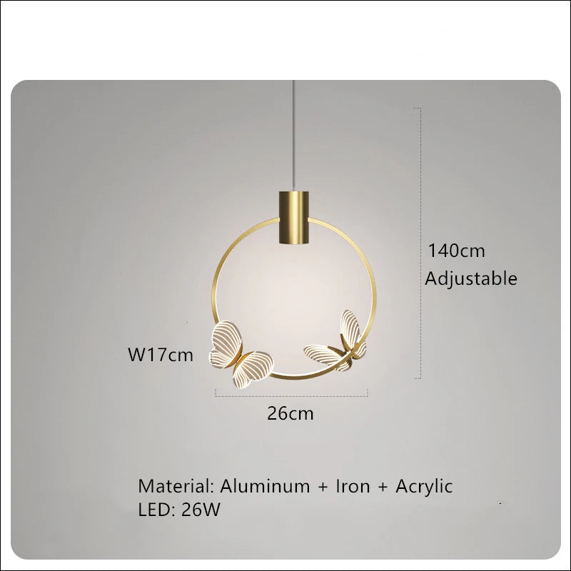 lampe suspendue or blanc papillons relief cercles lumineux moderne minimaliste certifiée led acrylique haute
