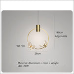 lampe suspendue or blanc papillons relief cercles lumineux moderne minimaliste certifiée led acrylique haute