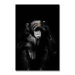 toile d'art moderne chimpanzé noir gris 60x80cm 50x70cm abstraite sans cadre chambre salon decoration