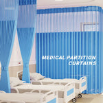 rideau partition hospitalière bleu clair rayures horizontales moderne opaque inclusion