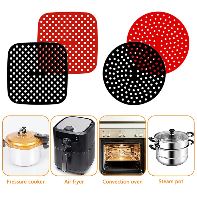 grilles cuisson friteuse air silicone antiadhésif rouge noir moderne cuisine vapeur