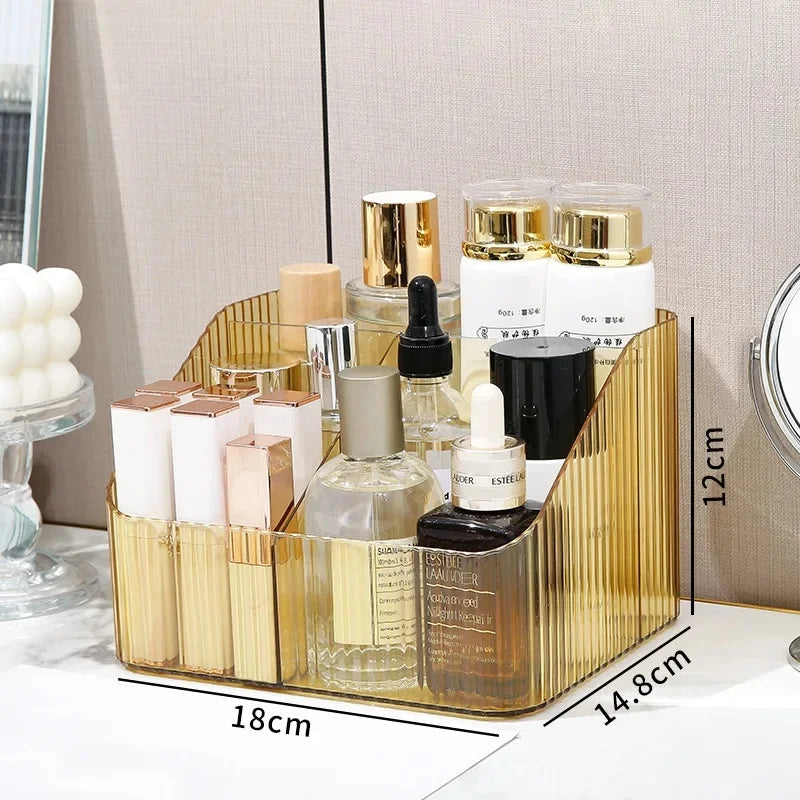 boîte rangement cosmétique transparente rayures verticales moderne minimaliste grilles petites grilles grandes