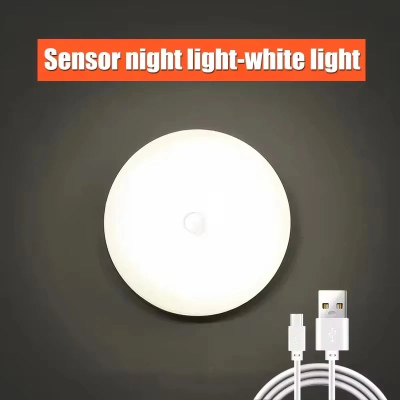 veilleuse led rechargeable sans fil lampe sol blanche moderne détecteur mouvement usb portable