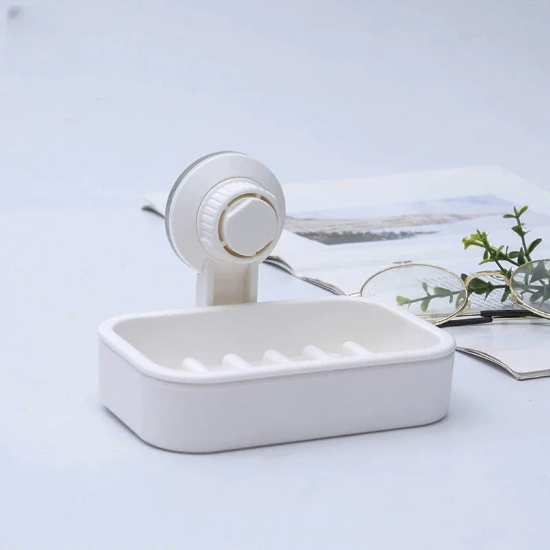 porte savon moderne plastique noir système succion salle bain