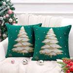 housse coussin velours noël arbre flocons good night rouge vert decoration carré tufted polyester