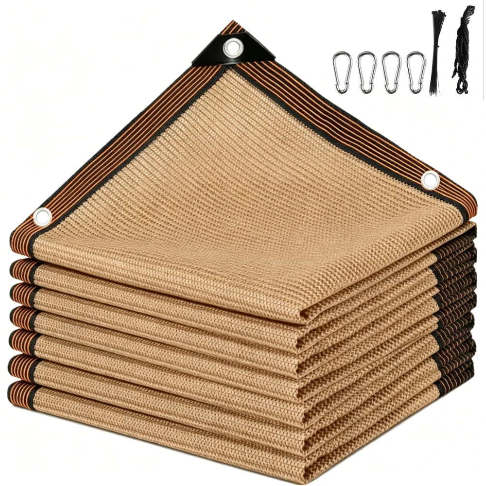 toile protection solaire marron clair tissée moderne clips métalliques cordelette 100x200cm 200x300cm 200x400cm 300x400cm