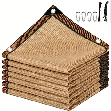 toile protection solaire marron clair tissée moderne clips métalliques cordelette 100x200cm 200x300cm 200x400cm 300x400cm