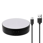support rotatif électrique blanc noir moderne plateau tournant rechargeable bijoux adhésif câble usb