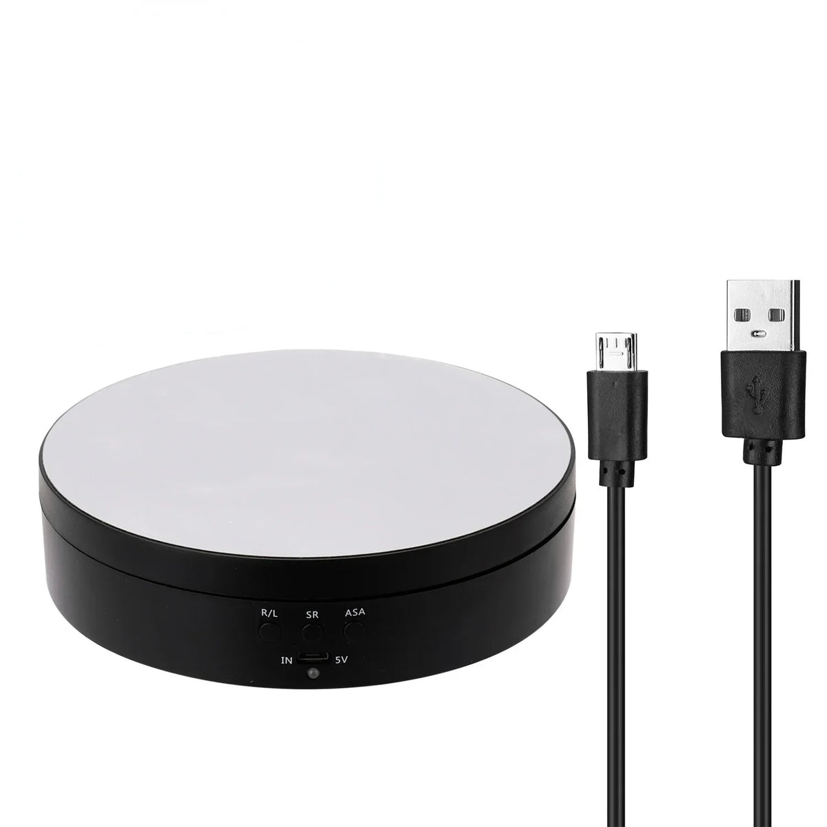 support rotatif électrique blanc noir moderne plateau tournant rechargeable bijoux adhésif câble usb