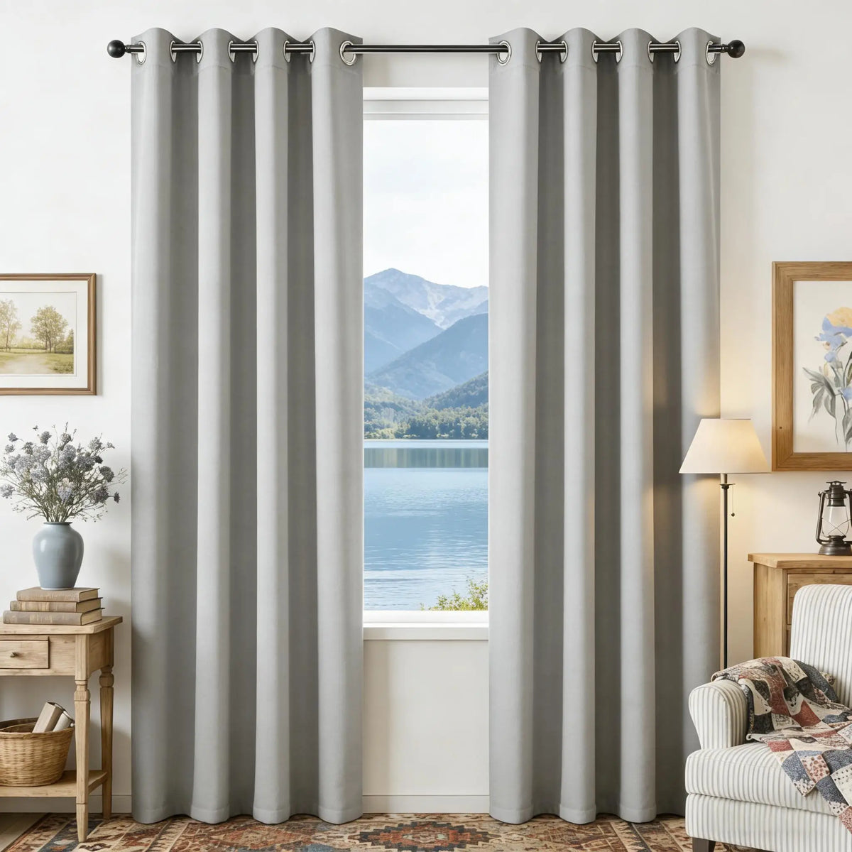 rideau blackout gris noir moderne deux couches fenetre maison