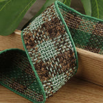 ruban carreaux polyestère noir blanc marron vert rose bleu clair tissé rustique double face