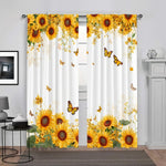 rideau tournesol fleurs papillons moderne rustique blanc jaune vert beige translucide maison
