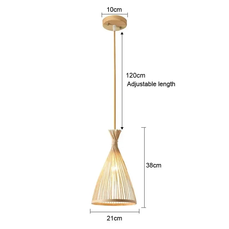 suspension lumineuse moderne bambou tissage beige doré fixe passe câble noir