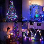 décoration festive guirlande led multicolore jaune blanc bleu cœur spiral