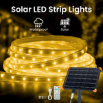 ruban led solaire blanc chaud 320leds/m télécommande panneau solaire moderne