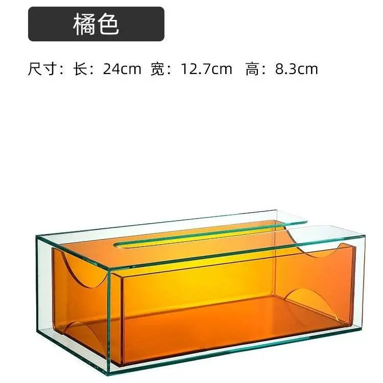 boîte mouchoirs moderne acrylique transparente orange papier toilette tissu amovible salon