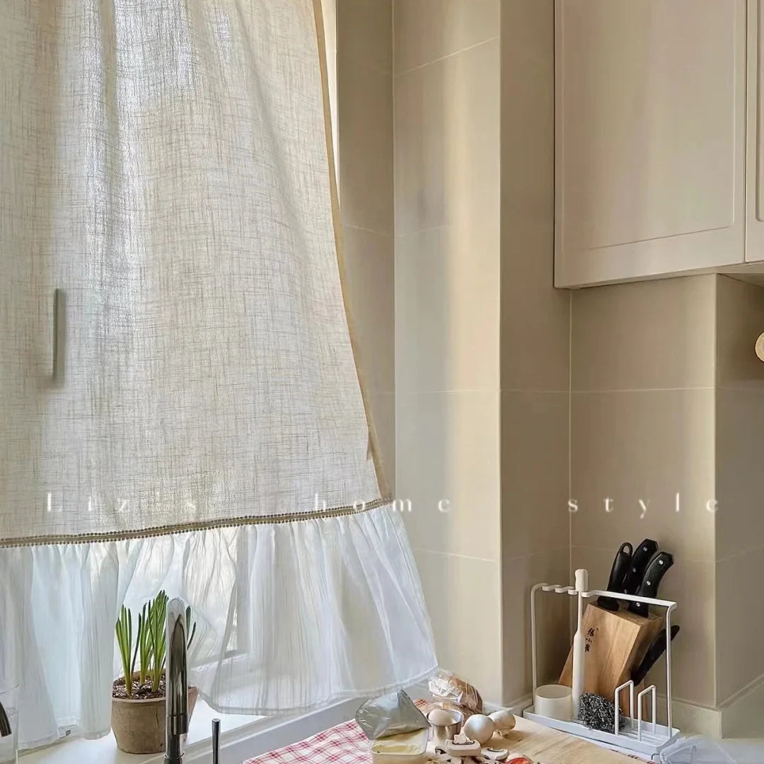 rideau classique lin beige clair fils dorés opacité maison