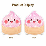 coussin 3d rose glitter visage kawaii forme bao deco intérieure coussin siège 40cm polyester