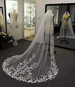 voile mariée blanc bord dentelle fleurs brodées transparent classique polyestère erotique