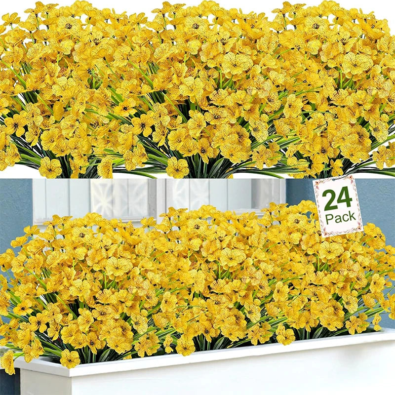 bouquets fleurs artificielles violet rose jaune modernes decoration intérieure minimaliste 35cm 3p 6p 9p