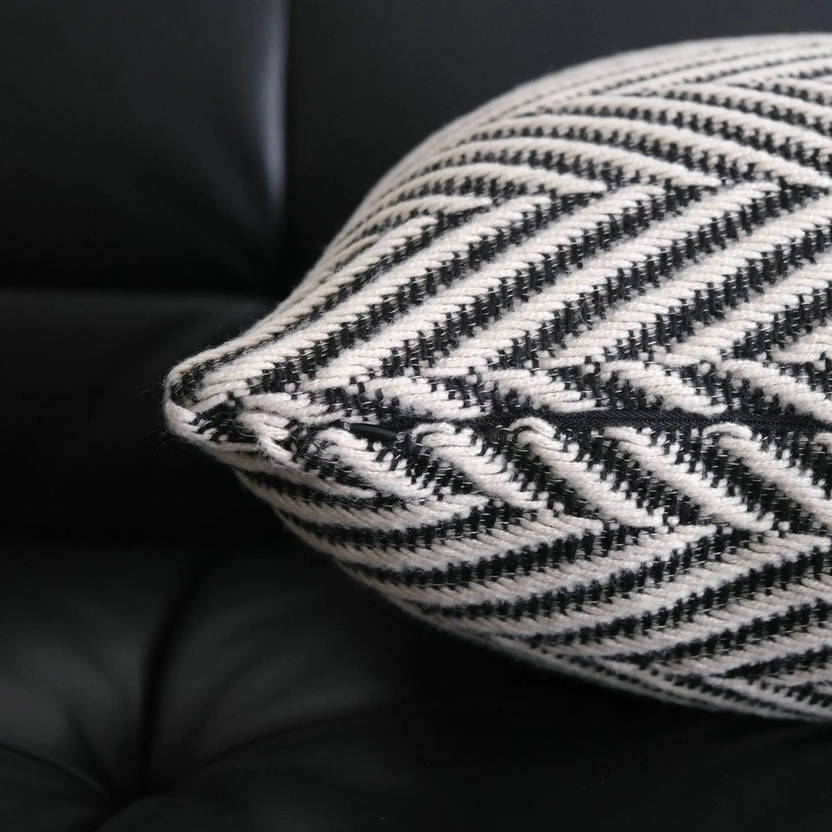 housse coussin moderne nordique motif géométrique noir blanc polyester coton lavable 30x50cm 45x45cm 50x50cm