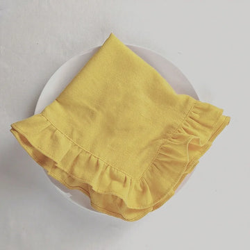 serviette table verte rose beige bleu jaune volants décorative polyestère brillante
