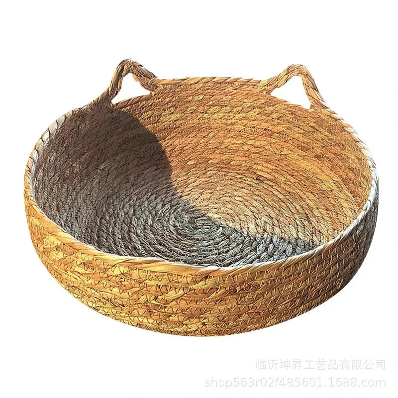 coussin rembourré chat tissé rotin rustique beige clair douillet 34cm 40cm 45cm opaque