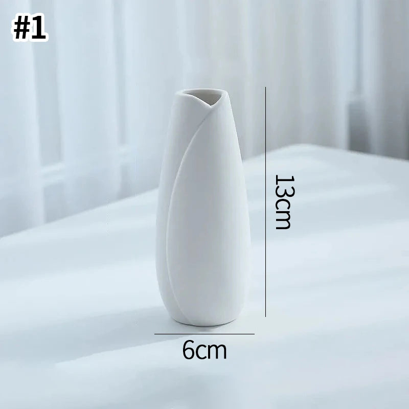 vases céramique blanc rayures verticales modernes décoration table maison floral