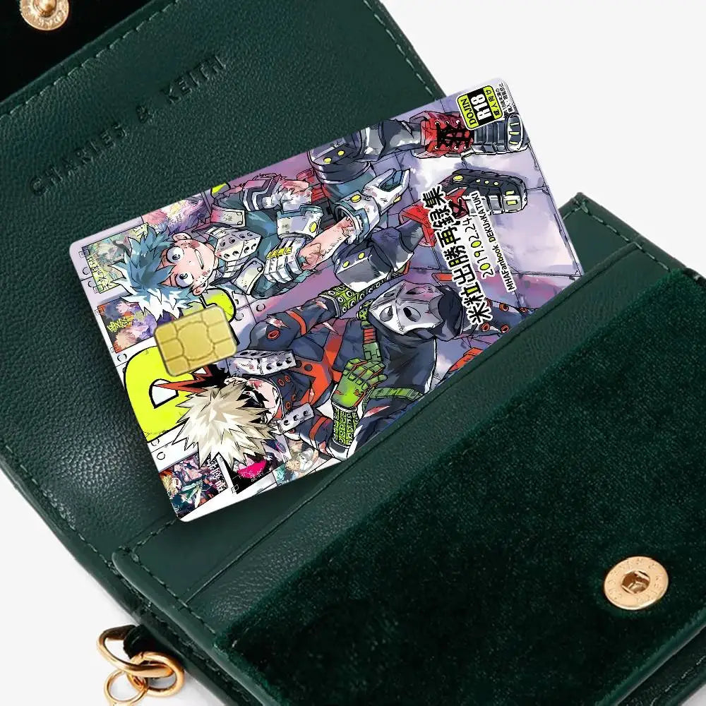 sticker carte crédit anime katsuki bakugo personnalisable réutilisable waterproof multicolore