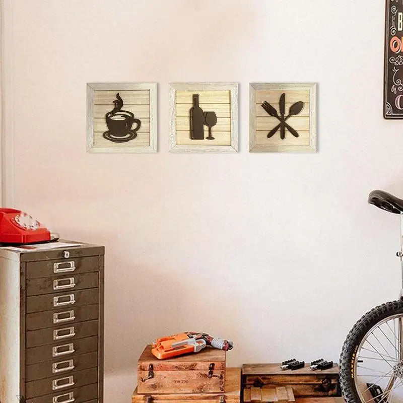 tableaux decoratifs rustiques motifs alimentaires animaux fermiers fond bois texturé blanc cassé noir chêneclair
