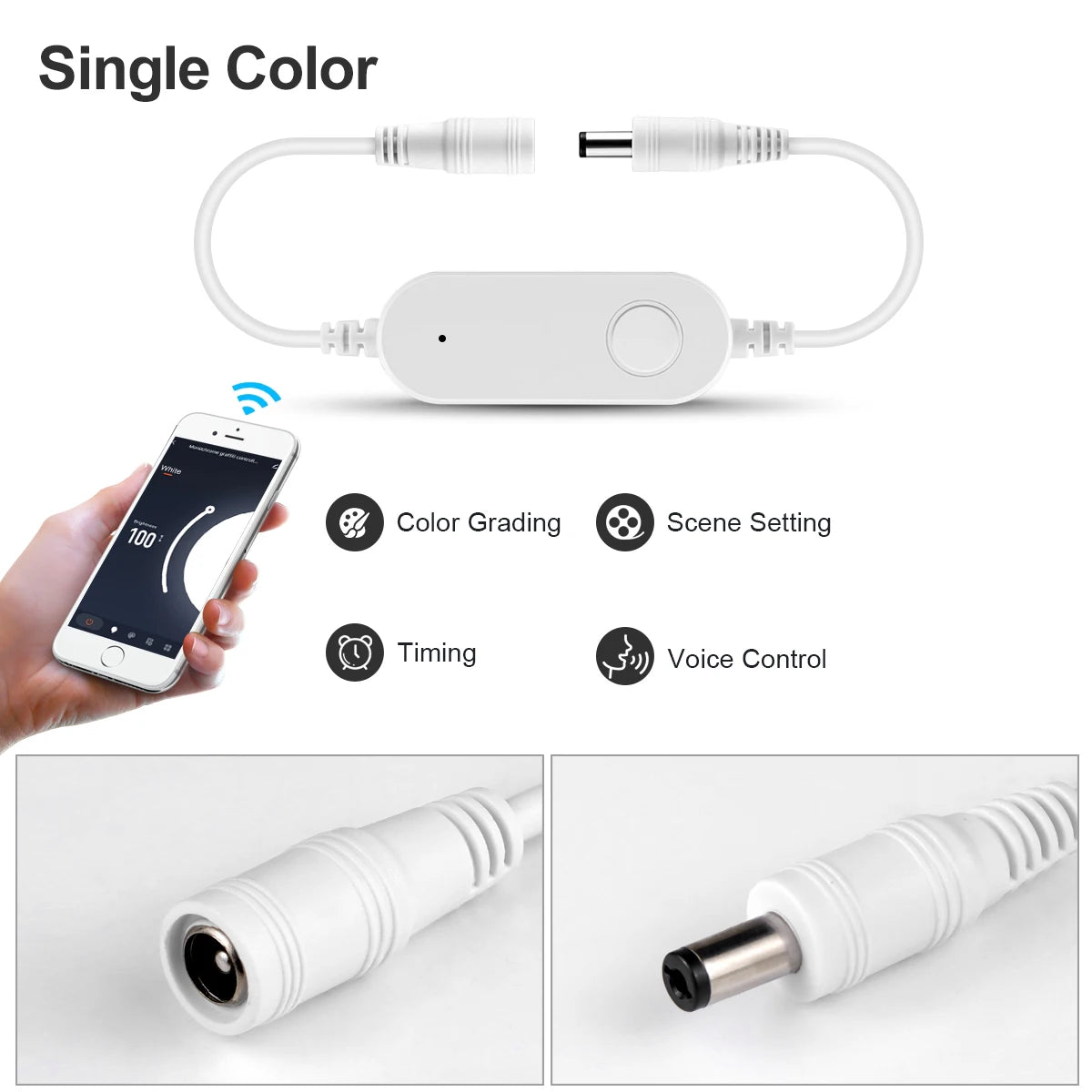 interrupteur intelligent blanc minimaliste controle wifi led bande rvb tuya app adhésif tactile 12v