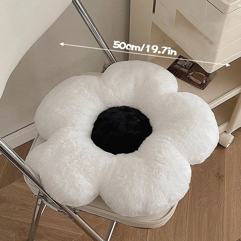 coussin fleuri doux blanc noir pelucheux moderne décoration canapé siège chambre lit