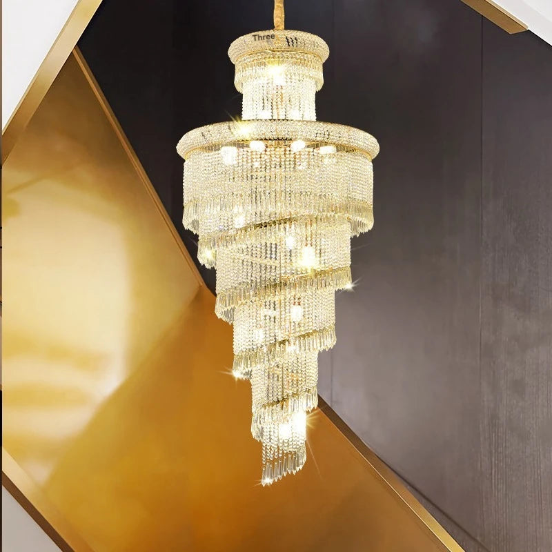 lustre suspendu cristal doré brillantes classique élégant haute luminosité encastrée