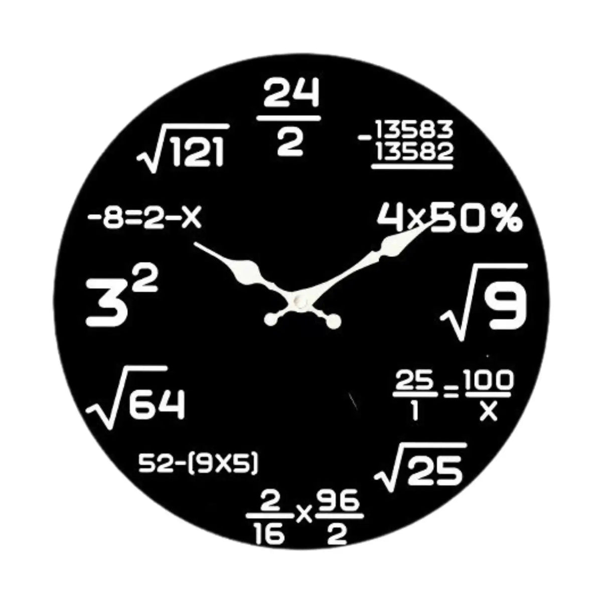 horloge murale mathématiques équations aiguilles bois moderne opaque salon chambre