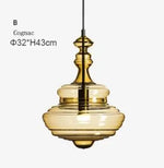 suspension lumineuse moderne verre transparent conique ampoules led blanc doré chambre salon