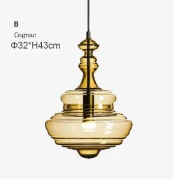 suspension lumineuse moderne verre transparent conique ampoules led blanc doré chambre salon