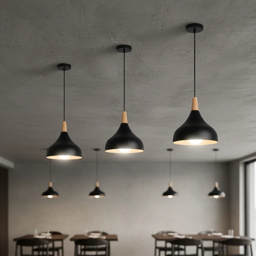 suspension lumineuse moderne pendentif bois éclairage intérieur bleu pastel rose pastel chambre salon