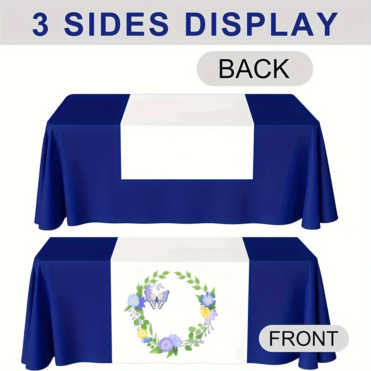 nappes longues personnalisables imprimées motifs floral texte logo noir rose blanc bleu clair beige