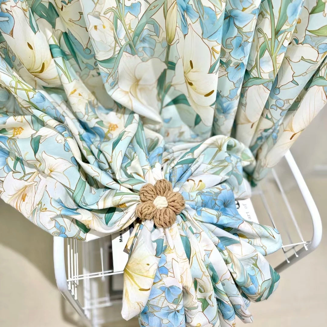 rideau transparent motif floral fleurs blanc léger tissu polyester salon chambre salon maison décoratif