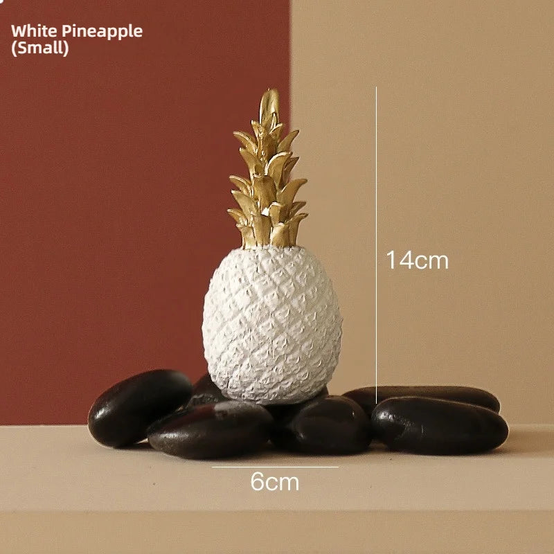 ananas decoratif ornement moderne resine dorée deco salon photo creative minimaliste triangles or blanc