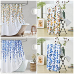 rideau douche tissu polyester blanc motif fleurs moderne élégant salle bain imperméable opaque