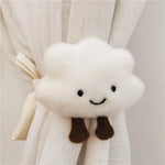 rideaux enfant dessin animé brodé visage souriant opacité peluche mignon agrafe ruban beige salopes