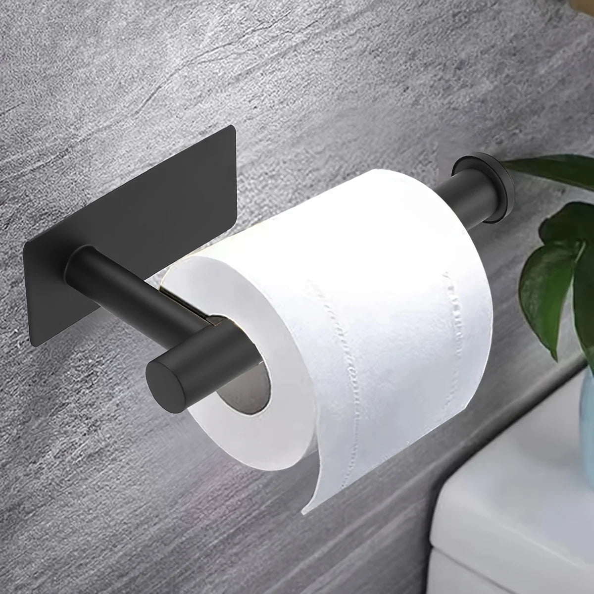 porte rouleau papier toilette noir or argent adhésif moderne salle bain inoxydable matériau