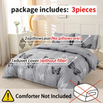 housse couette papillons noirs blancs moderne gris clair taies oreiller ensemble literie polyester