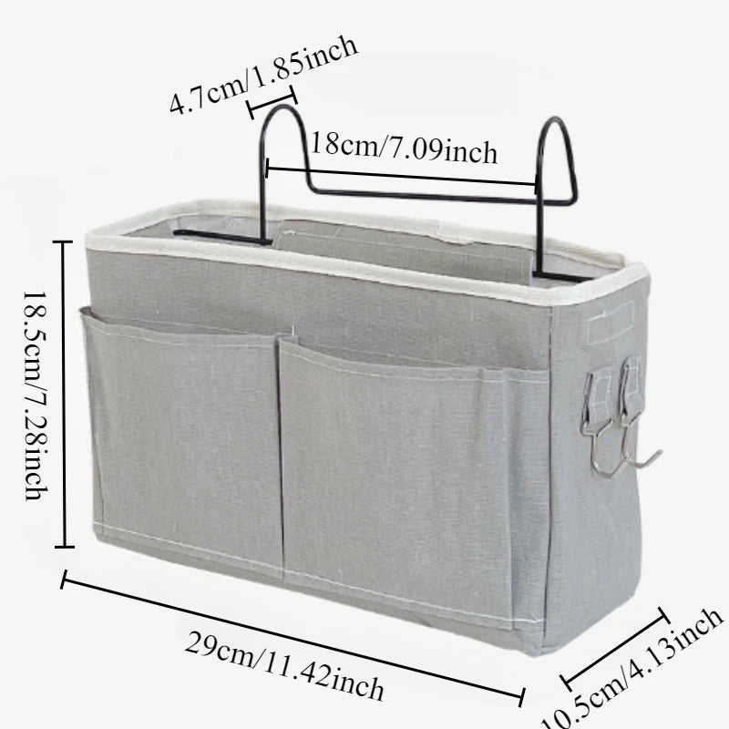 sac rangement gris toile épaisse multifonction crochet métallique opacité chambre