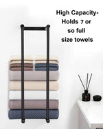 Porte-serviettes extra large avec serviettes de bain rangées
