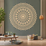 décoration murale mandala métal marron clair motifs floraux géométriques artisanat détaillé