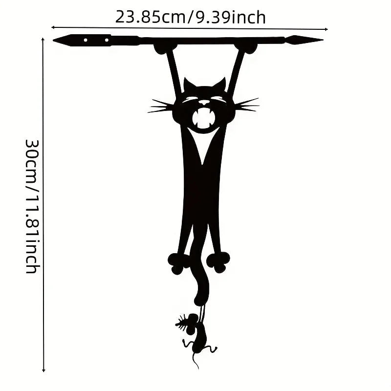 décoration murale métal chat souris silhouette noire moderne extérieure intérieure jardin maison festive